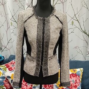 White House Black Market Tweed Blazer with Black Details